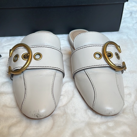 Coach Leather C Buckle Slide in Chalk - Picture 5 of 7